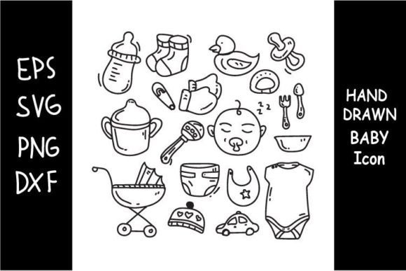 Baby Icon Set Handrawn Illustration: Graphics & Icons for Warm, Authentic Branding