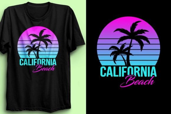 Retro Neon California Graphics for T-Shirt Designs