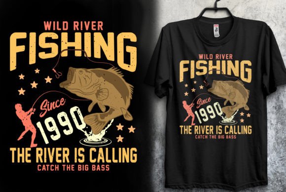 River Fishing T-Shirt Design: Graphics for Authentic T-Shirt Designs
